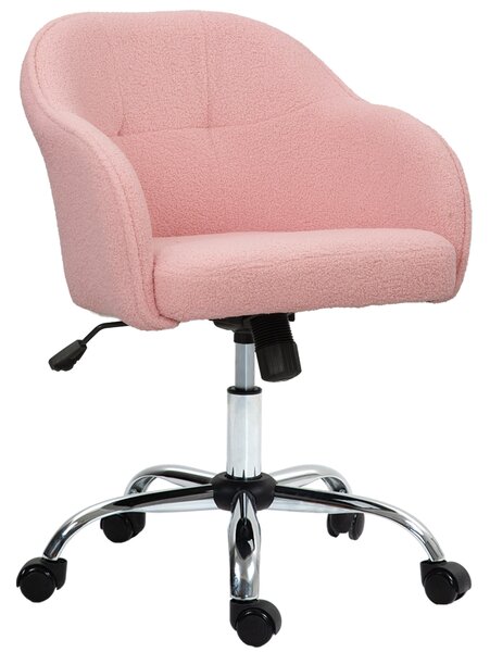 HOMCOM Teddy Fleece Swivel Office Chair - Pink