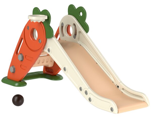 AIYAPLAY 3 in 1 Foldable Toddler Slide with Basketball Hoop, Climber, Carrot-themed, for 1-3 Years Aosom UK