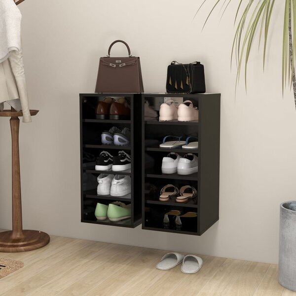 Shoe Cabinets 2 pcs Black 31.5x35x70 cm Engineered Wood