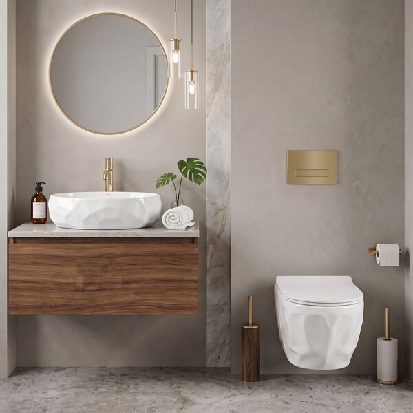 Set Wall-hung toilet bowl REA Gustavo Rimless + Countertop washbasin Maya