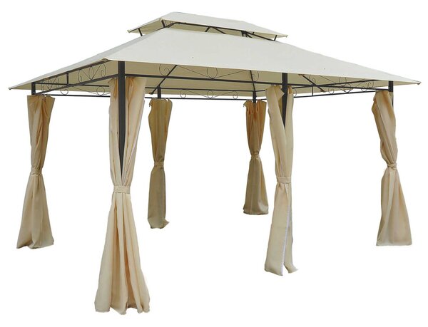 Outsunny 4x3m Gazebo with Curtains, Garden Double Roof Aosom UK