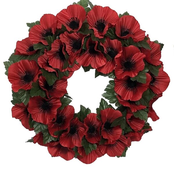 Red Poppy Wreath Artificial Rememberance Wreath, 35 cm Wide