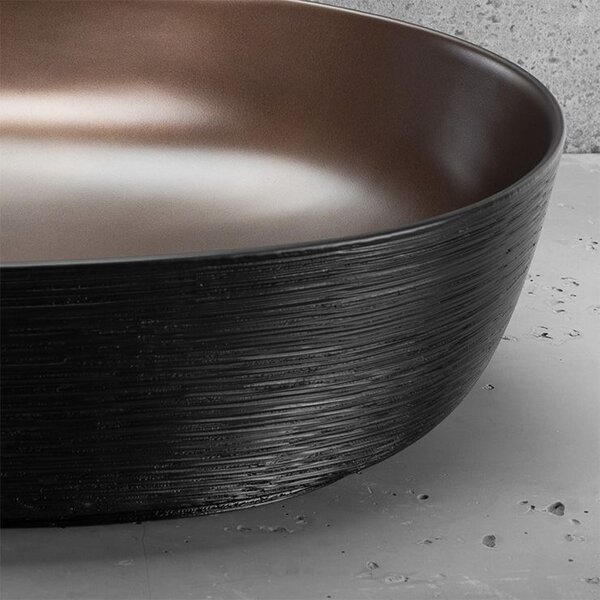 Ceramic Countertop Basin CLEO 61 Copper Bush / Black - REA