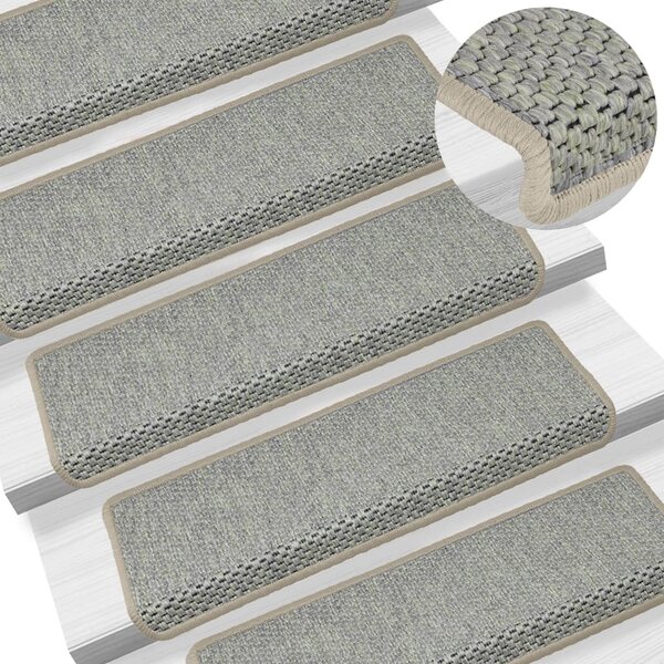 Stair Mats Self-adhesive Sisal-Look 15 pcs 65x21x4 cm Green