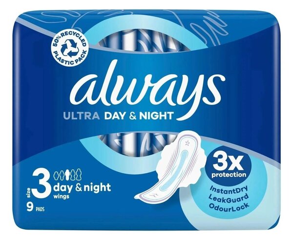 Always Ultra Sanitary Towels Day & Night Wings Size 3 9 pcs