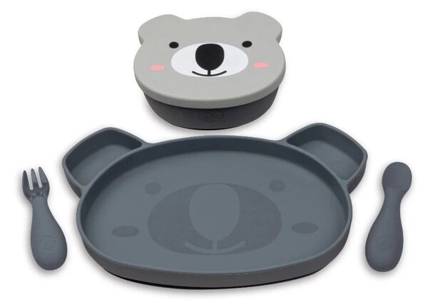 TUM TUM Silicone Weaning Bowl & Spoon Set Kev Koala - Grey