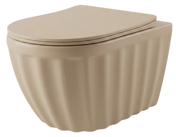 Set: Wall-hung toilet bowl + Countertop washbasin Rea Duo Caffe Latte Matt