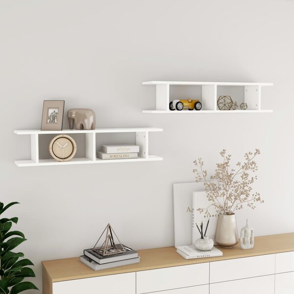 Wall Shelf 2 pcs White 90x18x20 cm Engineered Wood