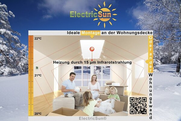 Indoor outdoor heater 2800W and 1400W ElectricSun black 180x15cm electric heater with thermostat, with Smart Life App Control