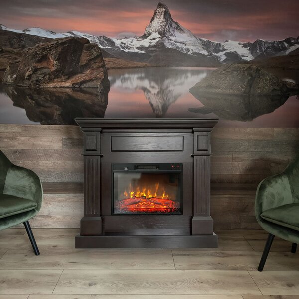 Electric Fireplace ElectricSun TUX Wenge Free Standing Electric Fires, with Sound Effect, L110xH102cm