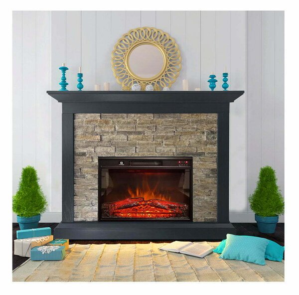 Electric Fireplace ElectricSun CHALET Stone Free Standing Electric Fires, with Sound Effect, W115xH96cm