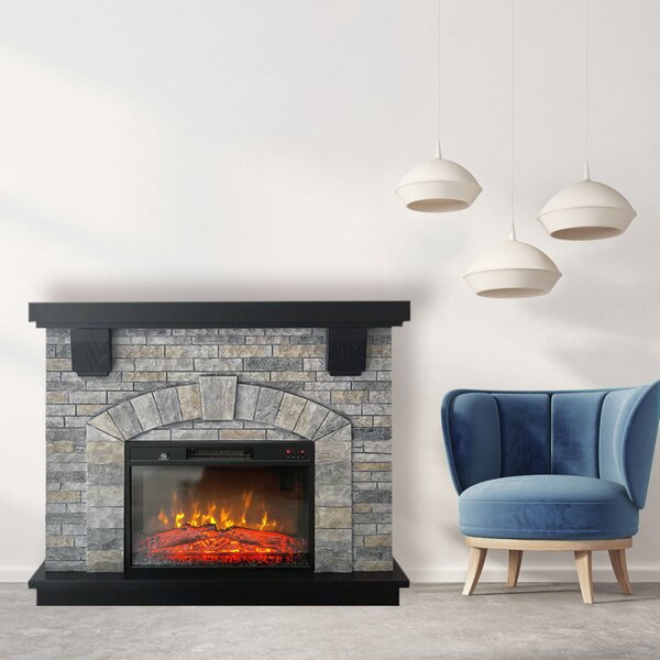 Electric fireplace ElectricSun GREYSTONE free standing electric fires, with Sound Effect, W115xH102cm