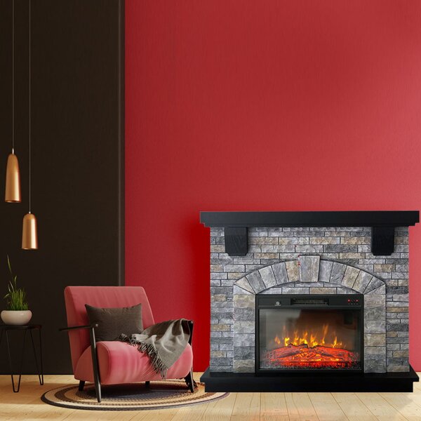 Electric fireplace ElectricSun GREYSTONE free standing electric fires, with Sound Effect, W115xH102cm