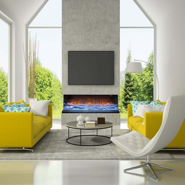 3 Sided Electric Fireplace ElectricSun VISTA Medium Wall Mounted, Free Standing or Built-in with Sound Effect, 7 Colour, L153xH50cm