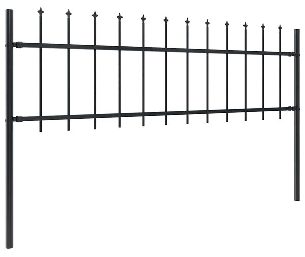 Garden Fence with Spear Top Steel 1.8 m Black