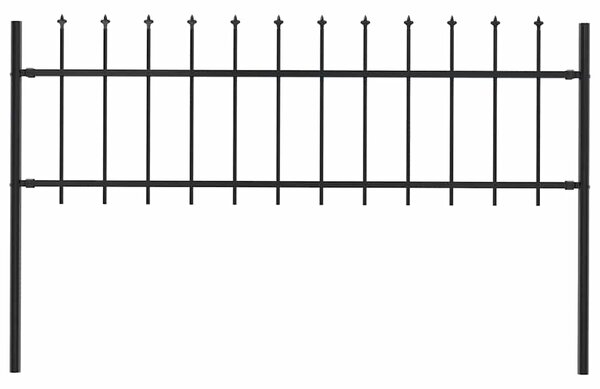 Garden Fence with Spear Top Steel 1.8 m Black