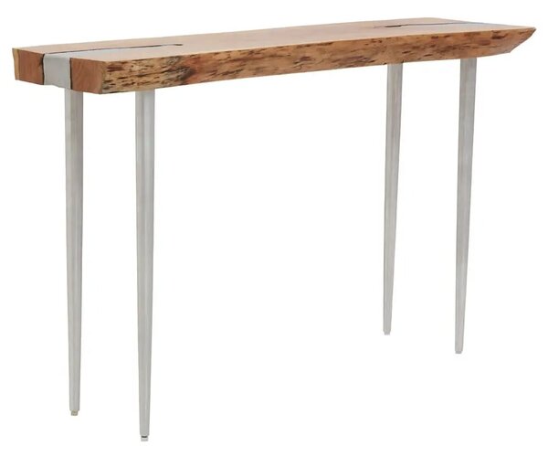 Almory Wooden Console Table In Natural And Silver