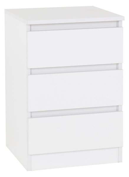 Walker 3 Drawer Bedside Table White