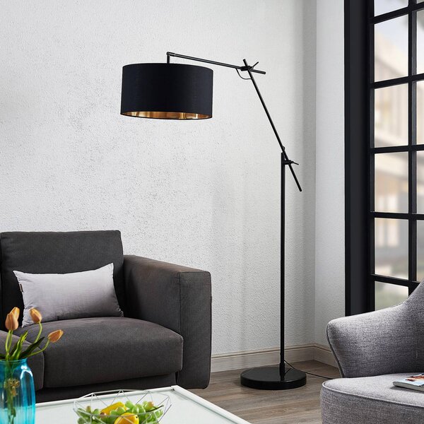 Lindby Likanu floor lamp in black and gold