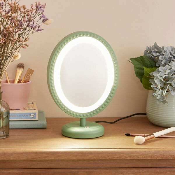 Bobbin Oval Touch Dimmable Light Up Dressing Table Mirror Yew