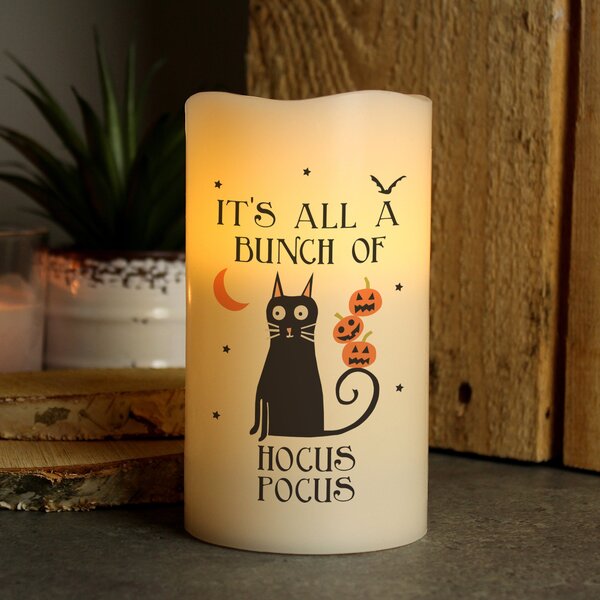 Personalised Pumpkin Cat LED Candle Natural