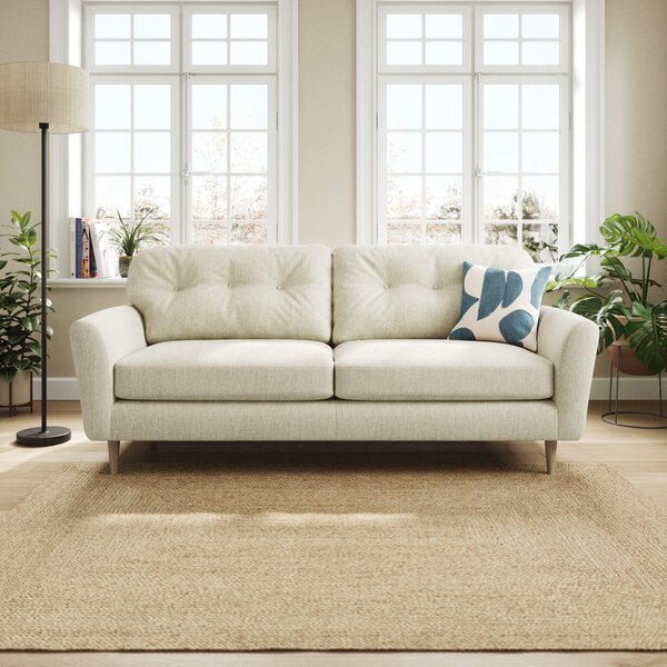 Sven Chunky Chenille 4 Seater Sofa White Sand