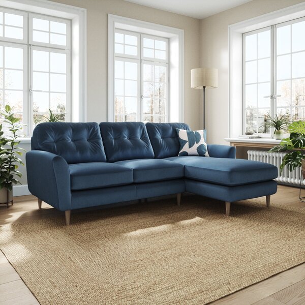 Sven Opulent Velvet Large Corner Chaise Sofa Navy