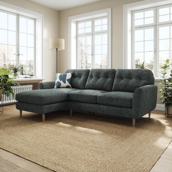 Sven Chunky Chenille Large Corner Chaise Sofa Navy