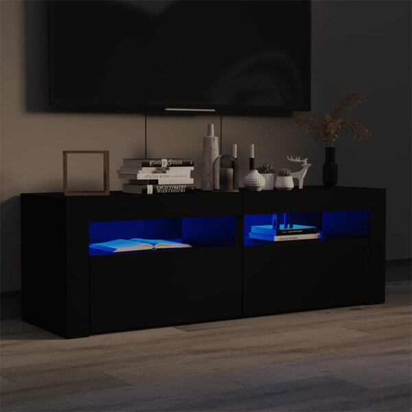 TV Cabinet with LED Lights Black 120x35x40 cm