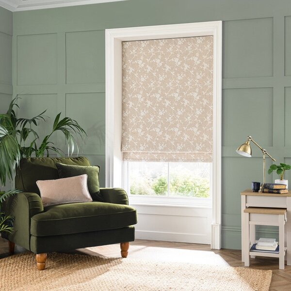 Floral Herringbone Roman Blind Natural