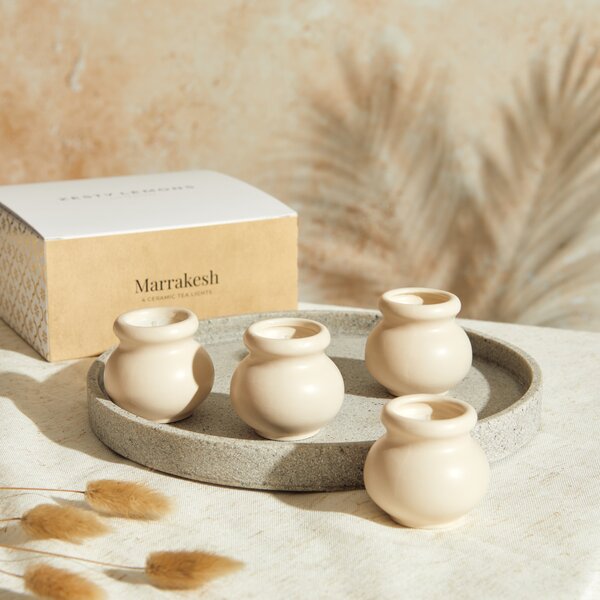 Set of 4 Marrakesh Passionfruit & Vanilla Tealights Natural