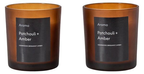 Set of 2 Okeford Patchouli & Amber Candles Black