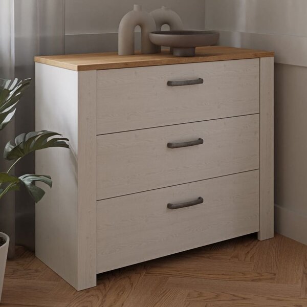 Bogota Wooden Chest Of 3 Drawers In White And Oak