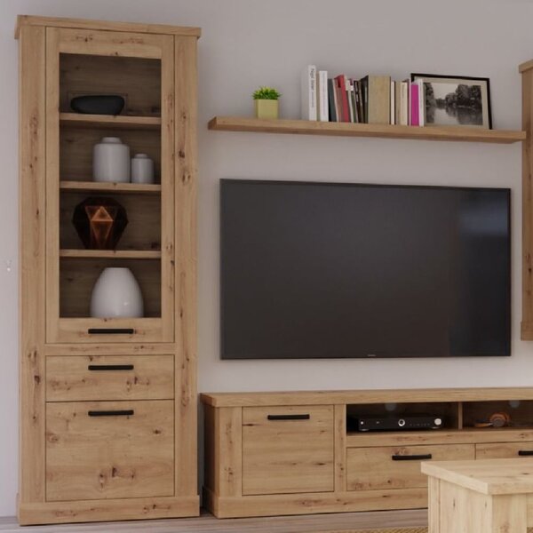 Caneadea LED Wooden Display Cabinet With 2 Doors In Artisan Oak