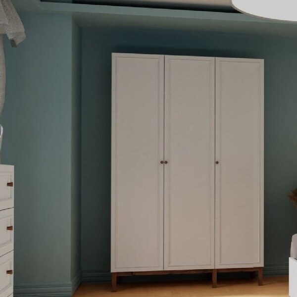 Waldorf Wooden Wardrobe With 3 Doors In Light Grey And Oak