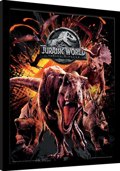 Framed poster Jurassic World: Fallen Kingdom - Montage