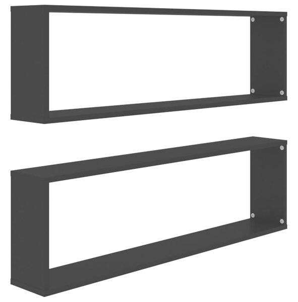 Wall Cube Shelf 2 pcs Black 100x15x30 cm Engineered Wood