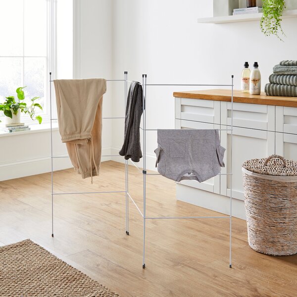 Foldable Gate 3 Arm Clothes Airer White