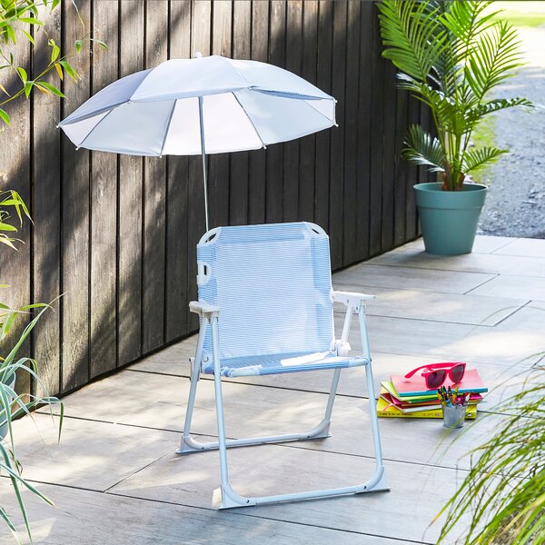 Childrens Chair with Parasol, Blue Blue