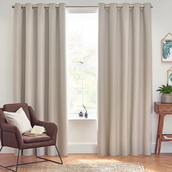 Dawn Thermal Ready Made Eyelet Blackout Curtains Linen