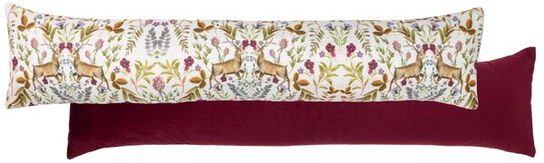 Mirrored Stag Watercolour Printed Velvet Draught Excluder Shiraz