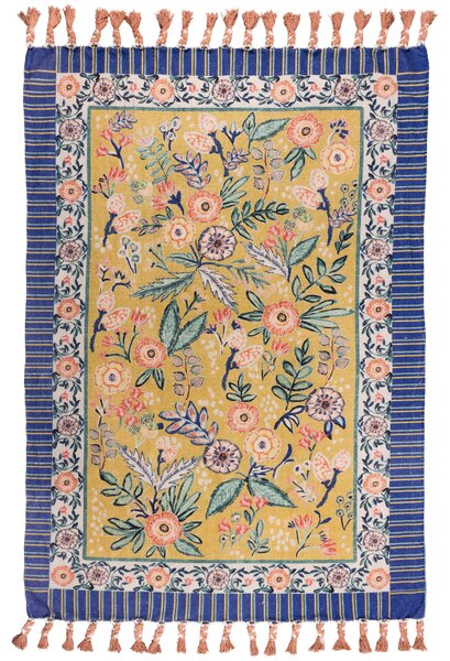 Rosa Floral Cotton Rug Multi Blue