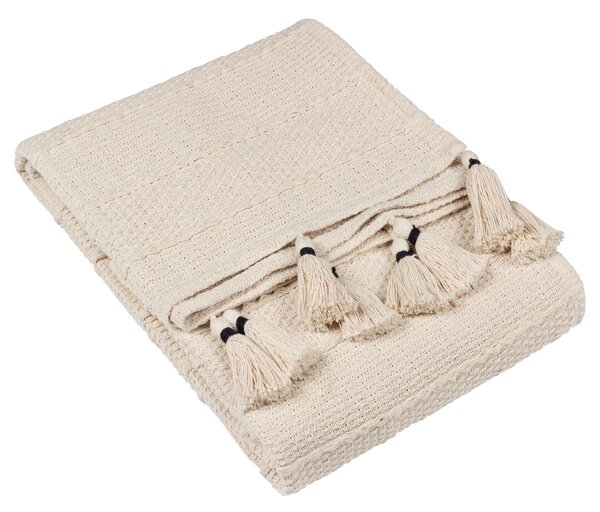 Caliche Woven Tasselled Throw 130cm x 180cm Natural