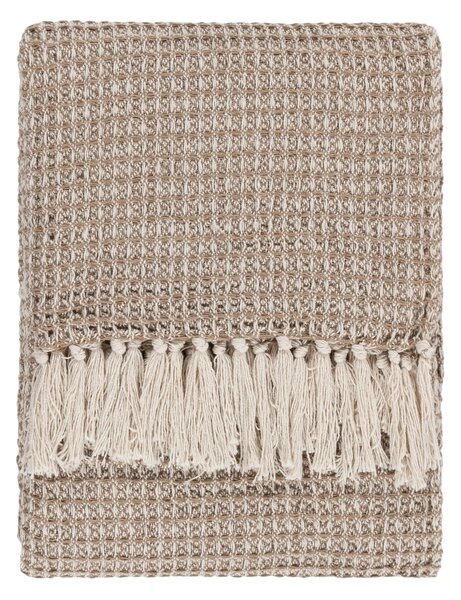 Lorne Waffle Fringed Throw 150cm x 200cm Biscuit