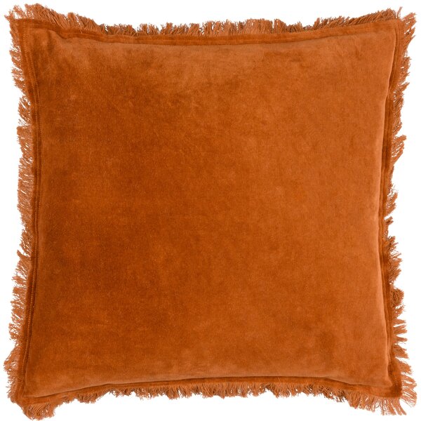 Jaye Velvet Fringed 45cm x 45cm Filled Cushion Rust