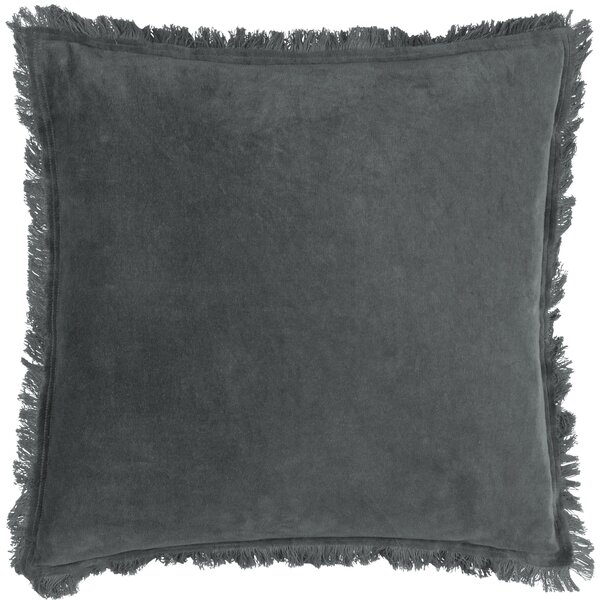 Yard Jaye Velvet Fringed Filled Cushion 45cm x 45cm Slate