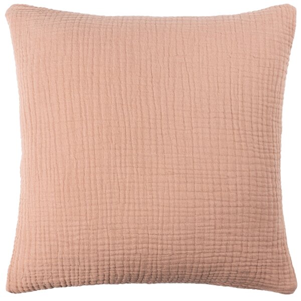 Lark Muslin Crinkle Cotton 45cm x 45cm Filled Cushion Pink Clay