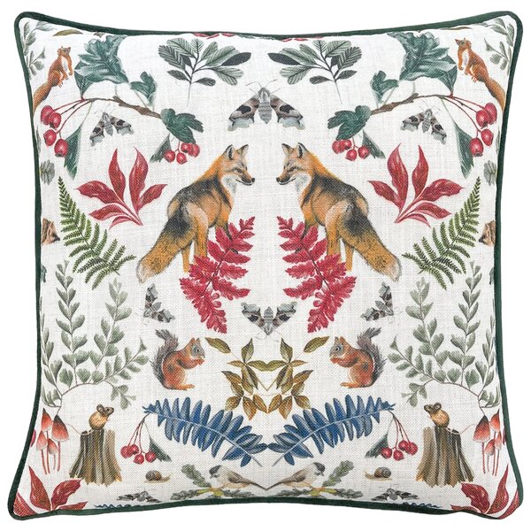 Evans Lichfield Mirrored Fox Watercolour Printed Piped 43cm x 43cm Filled Cushion Bottle