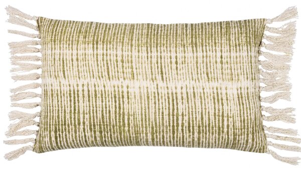 Sono Ink Abstract Fringed 40cm x 60cm Filled Cushion Olive
