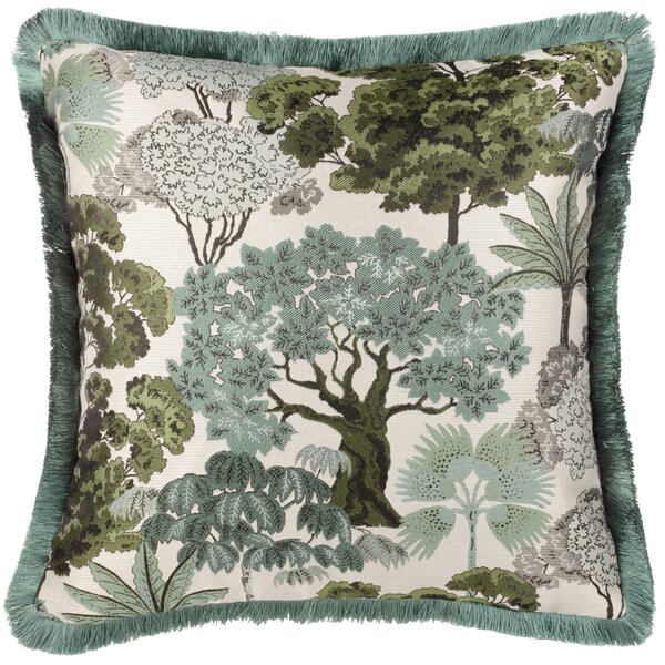 Wylder Nature Woodlands Floral Jacquard Filled Cushion 55cm x 55cm Green